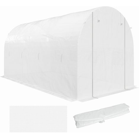 Film serre 4x2m imperméable avec porte 8 fenêtres protection UV polyéthylène indéchirable blanc