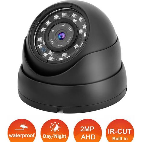 Caméra de surveillance AHD 1080p dôme pour bus, bateau, voiture - Système NTSC (Noir) (1/5)