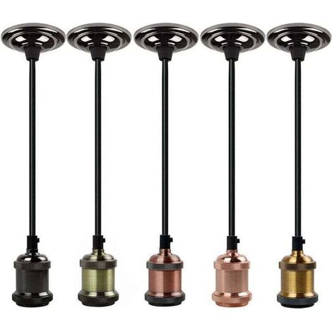 Douille E27, XU, E27 Lustre Suspension Culot de Lampe, Equipé tressé 1,5 pour E27 Lampe LED, Edison Retro Restaurant, Salon, Chambre, Cuisine (Champaign Gold) PEBA KZQ - KZQ