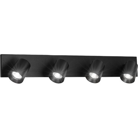 Spot De Plafond Modo À 4 Lumières, Structure En Aluminium Moulé Sous Pression, Noir, Douille Gu10, Idéal Pour L'Éclairage Intérieur, Style Moderne (1/3)
