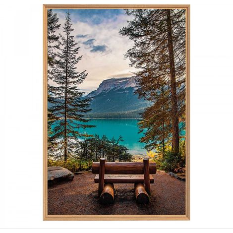 Tableau mural mat encadré mountain & lake 65x97 cm - Tableau Mural Décoratif - Image Encadrée Imprimée en HD - Impression 65x97 cm sur Fibres de Bois FSC - Finition Mate - Fabriqué en France (1/5)