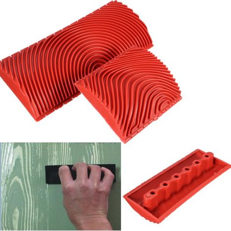 Rouleau À Effet Bois - Rouleau Texturé Pour Peinture Murale - Pour Décoration Intérieure DIY - Lot De 2 (1/5)