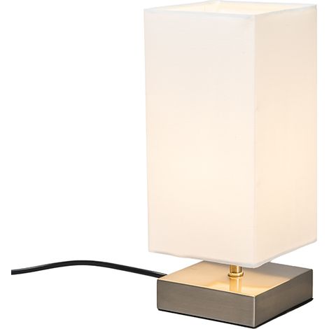 QAZQA Moderne Tischlampe weiß mit Stahl - Milo
