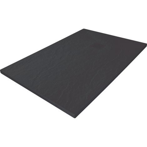 ONDEE ZEN - Receveur de douche NARA - Antidérapant Découpable 70x160 cm Résine - Noir - Bonde (1/3)