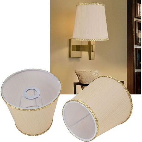 2pcs abat-jour tissu beige bord doré – 0245 – design européen élégant – salon chambre – 11cm