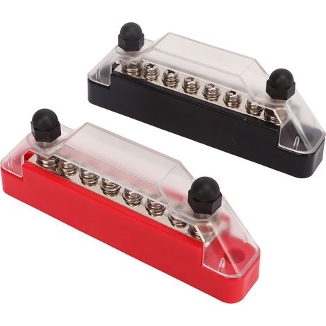 2 blocs de distribution d'alimentation à 6 bornes 12-48 V 150 A, 2 bornes M6, 6 vis de câblage M4, porte-fusible (1/5)