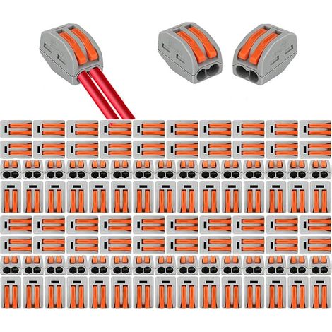 Connecteurs de fil compacts 100 pièces, blocs de connecteurs électriques, connecteur electrique, 100 pièces 2 ports (1/5)