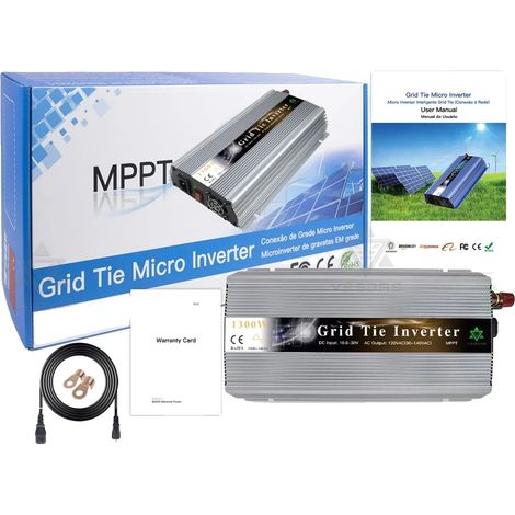 Onduleur solaire sur réseau, technologie MPPT, onde sinusoïdale pure, argent, 108-30 VDC, 220 VAC (190-260 VAC) (1/2)