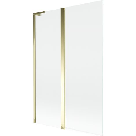 Mexen Mist L paratia vasca da bagno a 2 ante 120 x 150 cm, trasparente, dorato - 8A9L-120-011-50-00 (1/5)