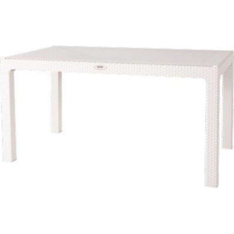 TAVOLO RATTAN KRETA 120x70 BIANCO DOMUS