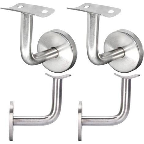 Support de main courante, support de rampe d'escalier en acier inoxydable, fixe courbé 60 x 100 mm (4 pièces, argent)