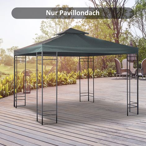 Outsunny Ersatzdach für Pavillon 3x3m wasserabweisend Pavillondach für Metallpavillon Pavillon Ersatzdach Gartenpavillon Partyzelt Gartenzelt Polyester Kohlegrau