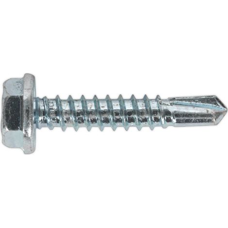 Sealey Self-Drilling Screw 4.8 x 25mm Hex Head Zinc Pack of 100 SDHX4825