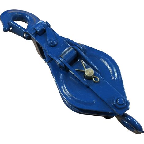 1 Ton 100MM Double Sheave Snatch Block With Swivel Hook Blue Painted - 10MM Wire Rope Safety Lifting (1/5)
