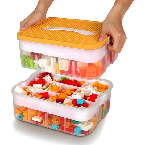 Spielzeug Aufbewahrungsbox mit Bauplatten-Deckel, stapelbar, transparent (1/5)