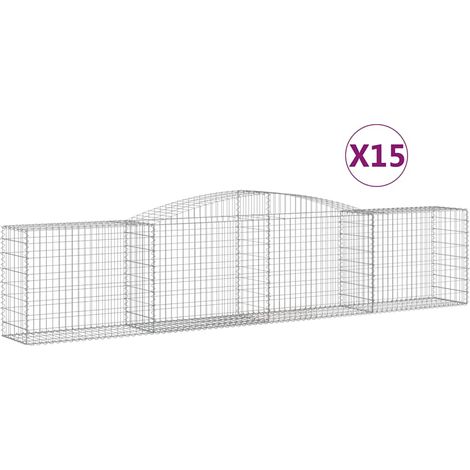 Paniers à gabions arqués 15 pcs  Mur en gabion 400x50x80/100 cm Fer galvanisé