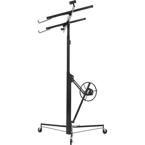 Mophorn Elevador de Placas de Yeso con Brazo Telescópico Ajustable de 1245–2921 mm, Capacidad de Carga de 68 kg, Altura Máxima de 3353 mm, Fabricado en Acero Q235B, 1530 x 1530 x 1450 mm, Negro (1/5)