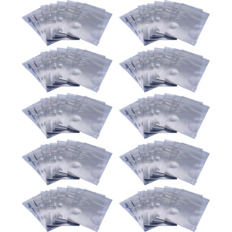 Ortviai Sachets Antistatiques Résealables 6 x 9 cm – 100 pièces, gris argenté, pour composants électroniques et batteries