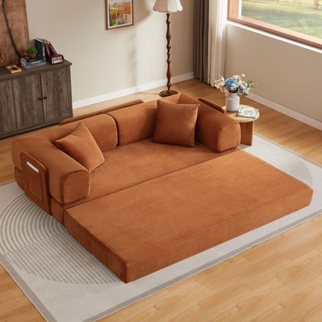 Divano letto 204x97x65 cm terracotta, convertibile in letto, struttura in metallo MEUBLIV (1/5)
