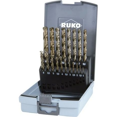 Set punte elicoidali RUKO HSSE-Co 5 DIN 338 Tipo VA 19pz. Ø 1-10 mm in cassetta plastica ABS - 215214RO (1/5)