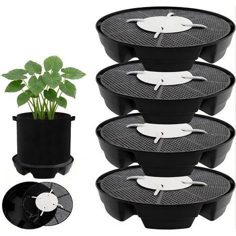 Lot de 4 dessous de pot en tissu auto-arrosant réglables pour plantes en pot, jardins et serres (1/5)