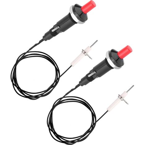 2 x 1 Out 2 Allumeur Céramique Piézoélectrique,Allumeur à Bouton avec câble,d'allumage à étincelle piézo,pour foyer et poêle à gaz (1/4)