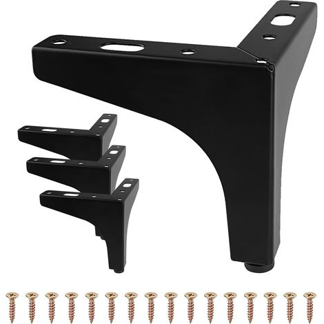 Ensemble de 4 Pieds de Meuble, Pied de Table Metal, Pied canapé, avec des vis de Montage, adapté pour canapé, Meubles DIY, Table de Chevet, Meuble TV, Armoire, etc (Noir, 10 cm) (1/5)
