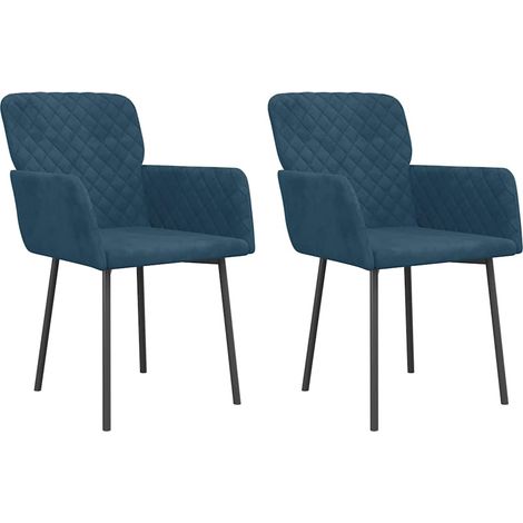 vidaXL Sillas de comedor 2 unidades terciopelo azul (1/2)