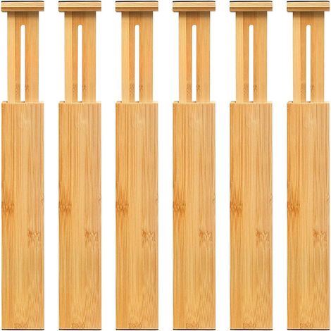 Lot de 4 séparateurs de tiroir réglables en bambou, organiseur de tiroir extensible pour cuisine, chambre, salle de bain, commode et bureau