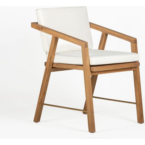 Sillon 51X54X70 Madera Teca Arena/Canvas Blanco (1/5)