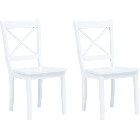Juego de 2 sillas de cocina comedor diseño clásico blanco madera maciza de caucho CDS020160