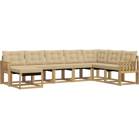 Conjunto de sofás de exterior con cojín 8 pcs y Beige vidaXL