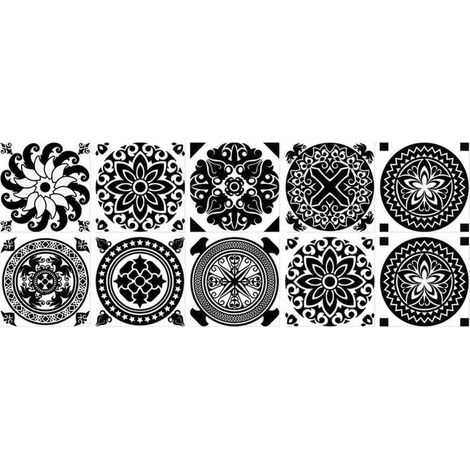 Lot de 10 stickers muraux pour décoration murale Motif carrelage géométrique 3D pour salle de bain, fenêtre, douche,15×15 cm (1/2)