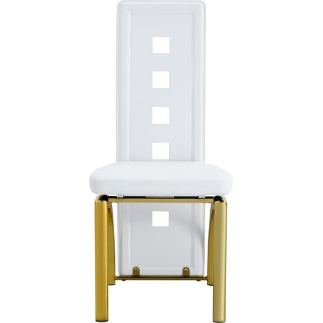 Ensemble table ronde en verre trempé 88 cm avec 2 chaises blanches en PU à motif géométrique (1/5)