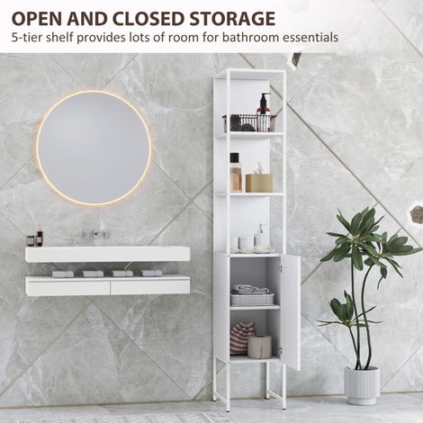 Tall Bathroom Cabinet with Adjustable Shelves for Organized Storage, Space-Saving Design, Scratch-Resistant Finish, Easy Assembly