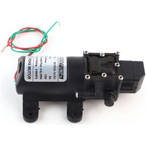 Pompe à membrane Micro 6,0 L/MIN 0,9 MPA, tuyau droit des deux côtés, sortie d'eau droite 12 V 72 W (1/5)