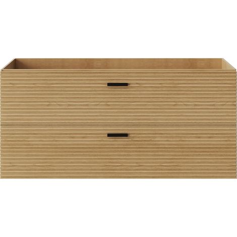 Mobile sottolavabo sospeso striato - 2 cassetti - Naturale chiaro - 120 cm - SARONE (1/4)