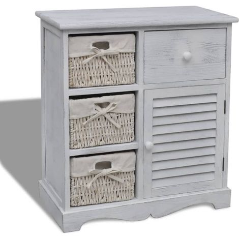 Commode à 3 paniers, blanche (1/5)