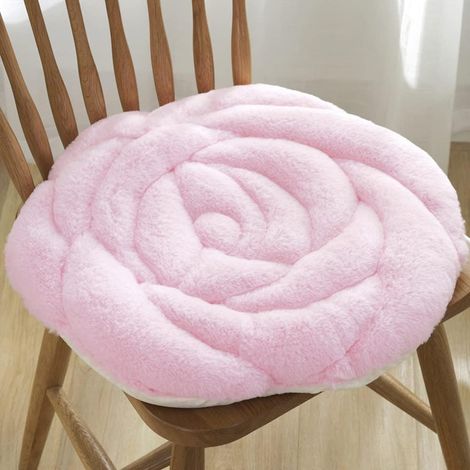 Cojín redondo de felpa suave para silla - Ideal para el hogar, la oficina y el coche - Rosa 45 x 45 cm