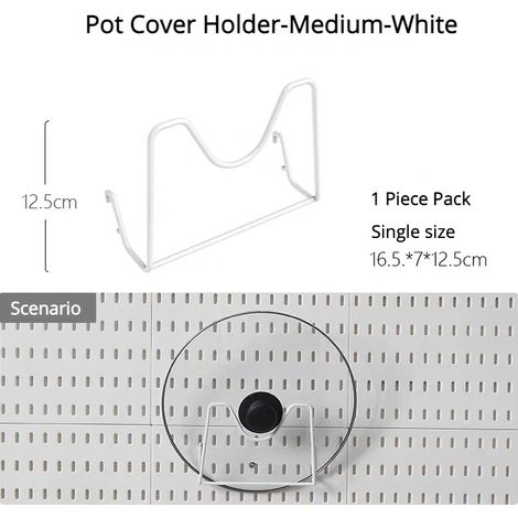 (Support pour couvercle de casserole) Nouveaux accessoires pour panneau perforé : étagère suspendue avec crochets de rangement, organisateur mural sans perçage, idéal pour les loisirs créatifs, le gar (1/5)