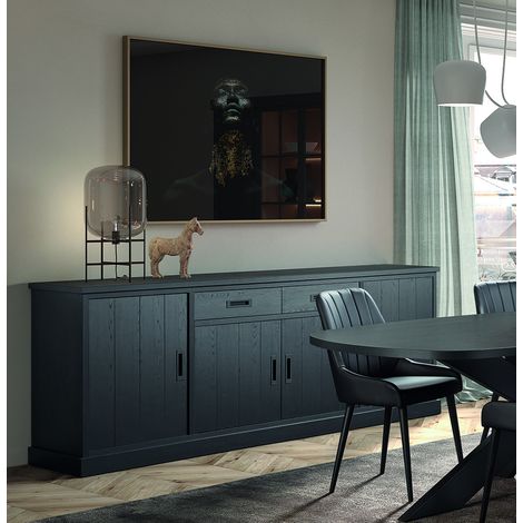 Buffet/bahut moderne 240 cm noir Raphie (1/5)