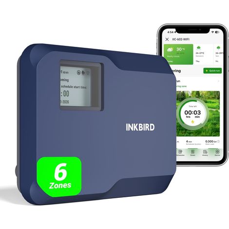 WiFi Connected Watering Programmer, 6 Ways, 16 Programs Weather Detection, IIC-602-WIFI Automatic Watering Timer for Garden, Water Volume Calculation, Seasonal Adjustment (1/5)