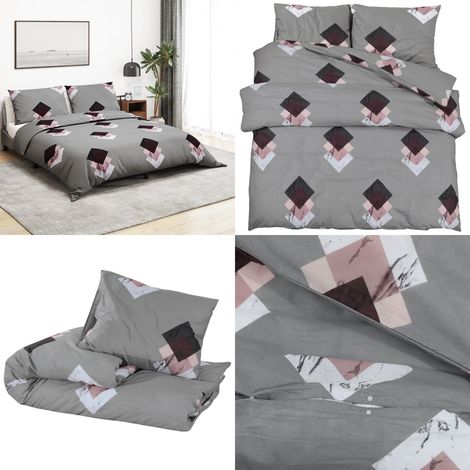 Ensemble de housse de couette Gris 260x220 cm Coton - Housses De Couette - Linge De Lit - Literie - Drap Housse - Coton - Home & Living (1/5)
