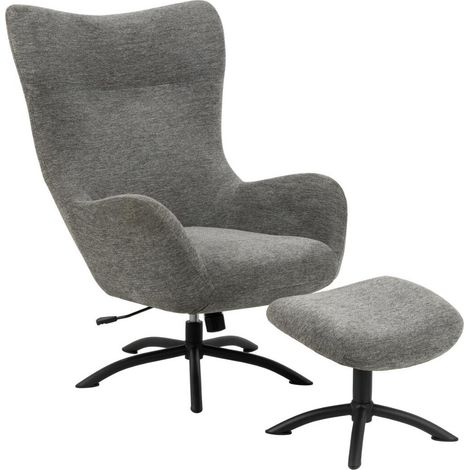 Sillón Norsica 490, Negro + Gris, 105x76x86cm, Tapiz, Patas: Metal, 0