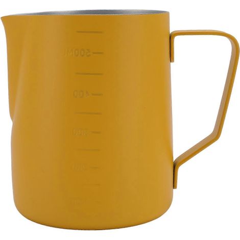 Pichet à lait en acier inoxydable 304, tasse à latte art, accessoire de café, jaune, 500 ml (1/4)