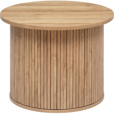 Atmosphera – Table basse ronde 60cm beige – Plateau MDF et piètement bois – Hauteur 45cm – Design moderne pour salon élégant (1/4)