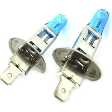 Coppia lampade alogene H1 12V 55W P14,5s effetto Xenon bianco per fari auto (1/3)
