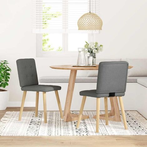 Lot de 2 Chaises à manger，Chaise de cuisine gris foncé tissu CFW58571 (1/5)