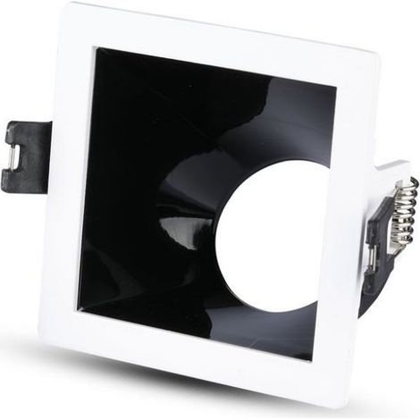 V-TAC GU10 quadratische LED-Einbaustrahlerhalterung, weiß, mit schwarzer abgewinkelter Halterung (1/5)