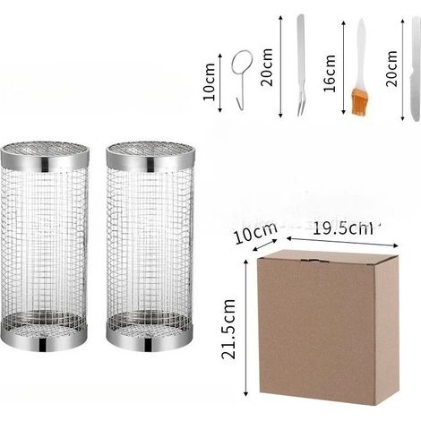 2 paniers à griller à roulettes - Le meilleur panier à griller qui soit, en acier inoxydable rond. (1/5)